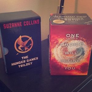 Hunger games and divergent hard copy book sets!!